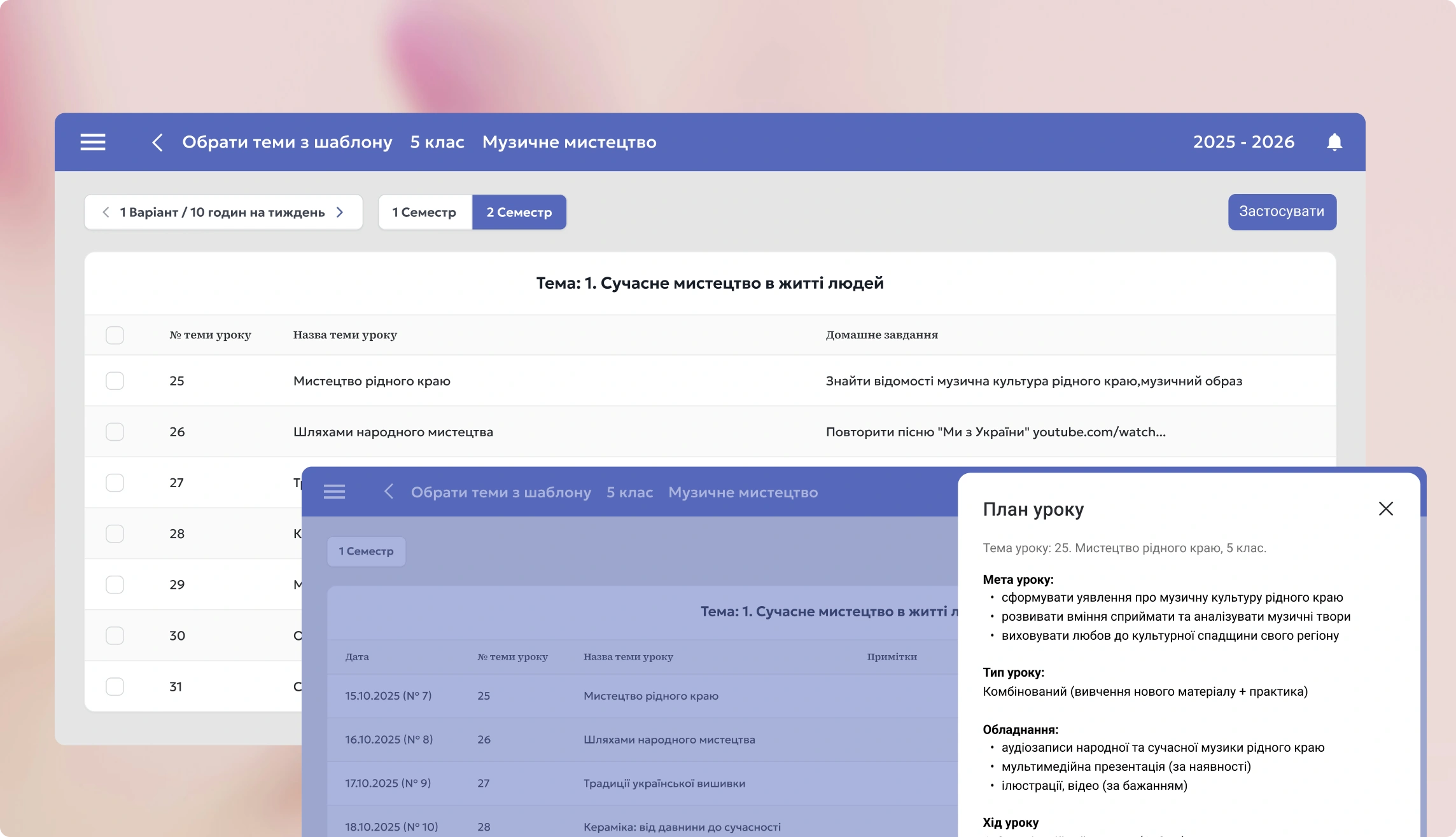 Шаблони тем уроків